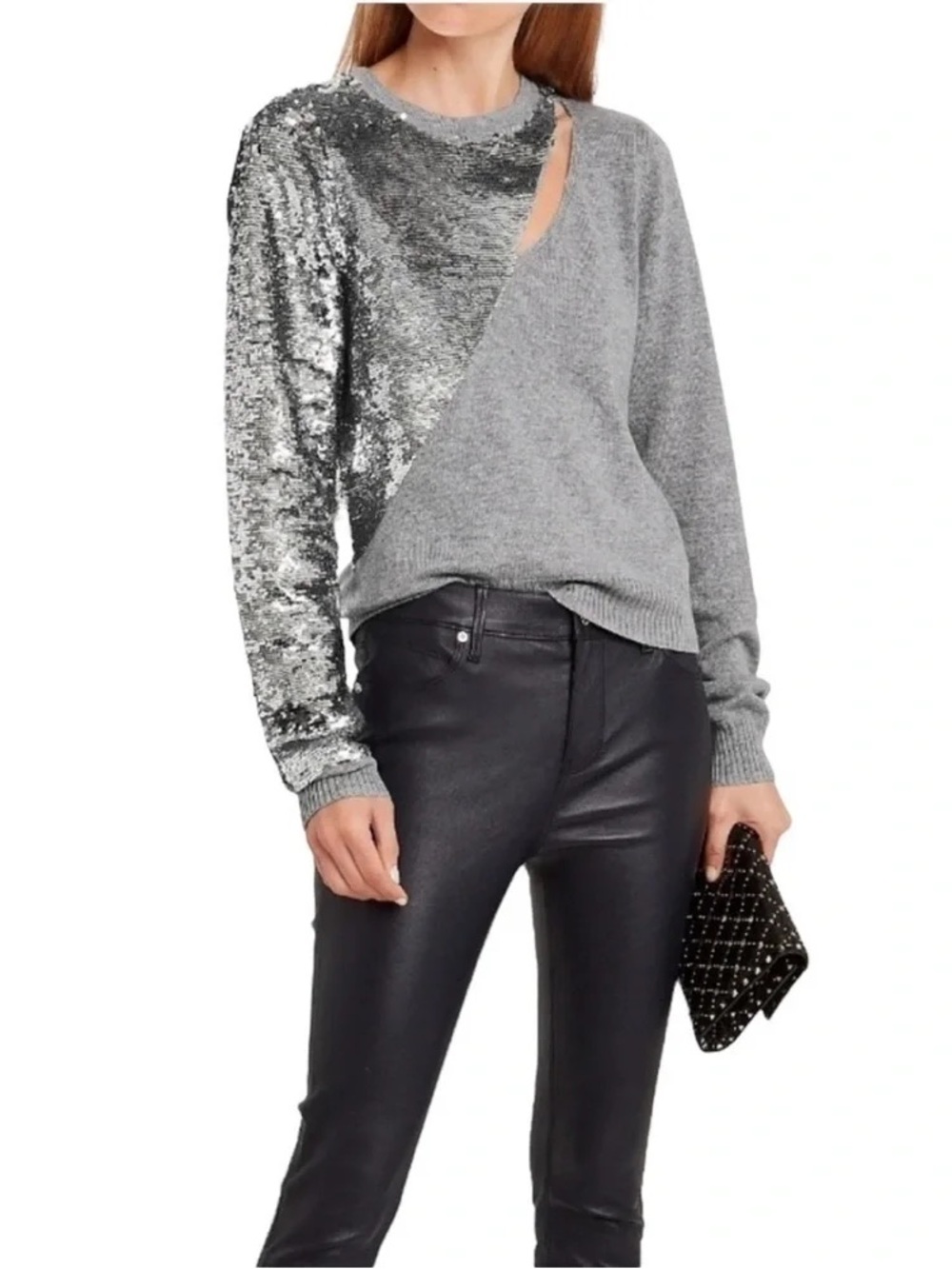 RtA - NWT Teagan Slashed
Sequined Cut Out Pullover Sweater